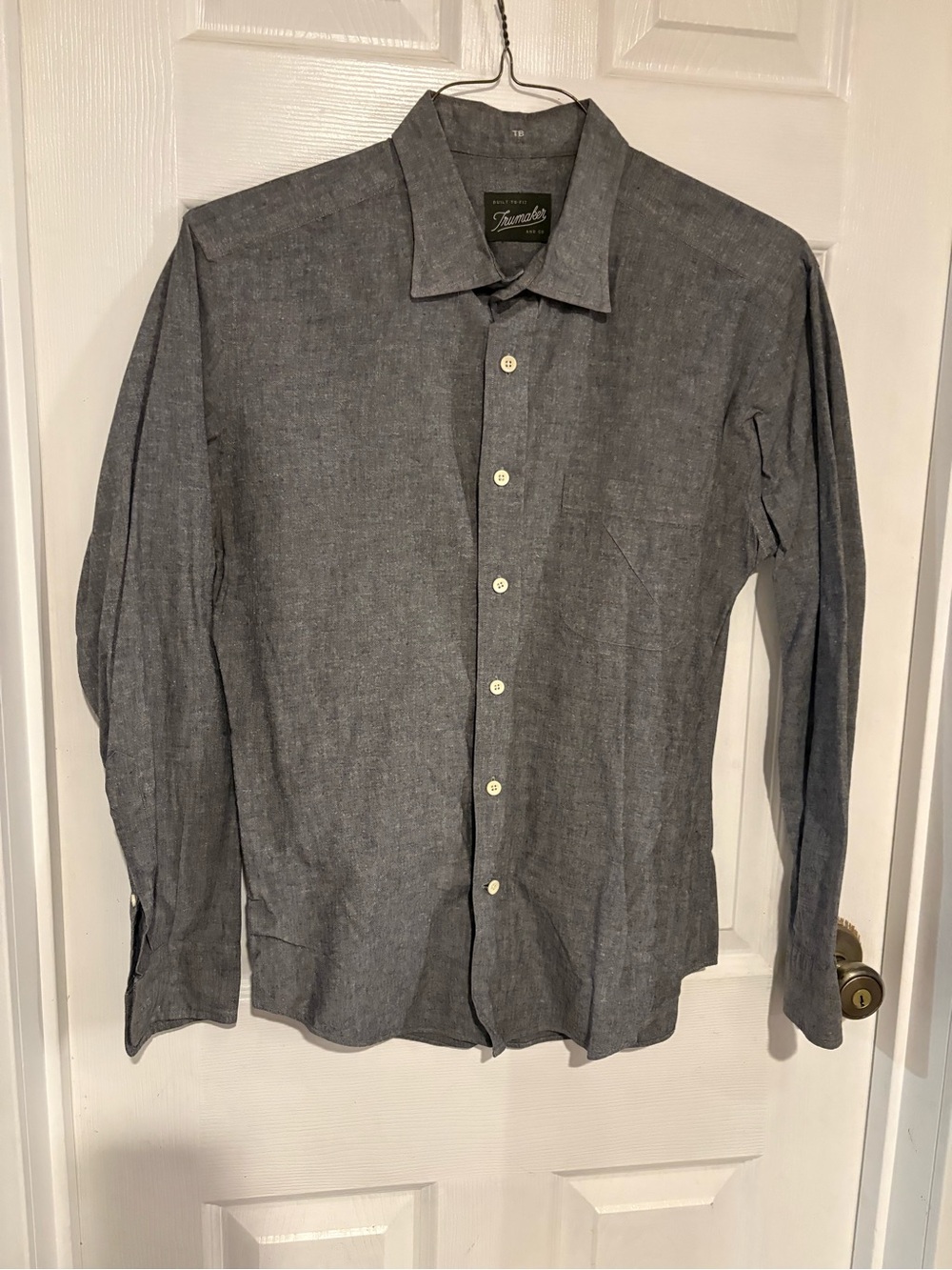 Gray Casual Linen-Blend Dress Shirt -